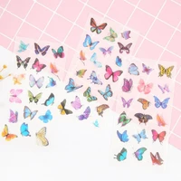 6 piecesbag personality creative butterfly transparent sticker student stationery diy outdoor decor sticker scrapbook gift