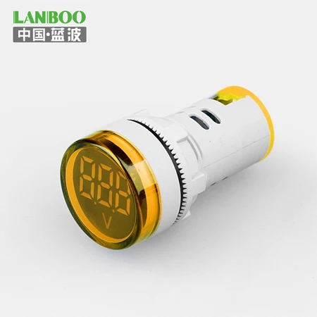 Yellow 22 мм светодиодный цифровой дисплей Вольтметр с AC 60-500 В DC6-100V Индикатор сигнальная лампа вольтметр с подсветкой тестер с красным синим зеленым - Цвет: Yellow