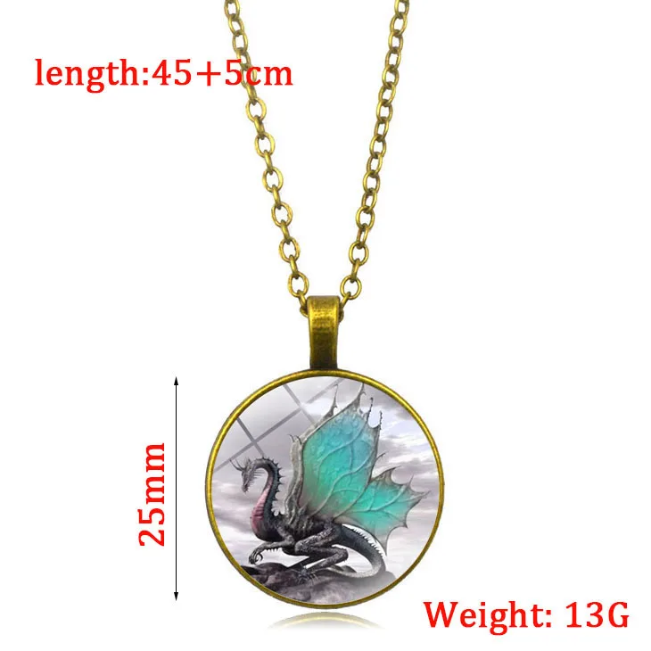 Светится в темноте ожерелье дракона стеклянный купольный кабошон кулон цепочка