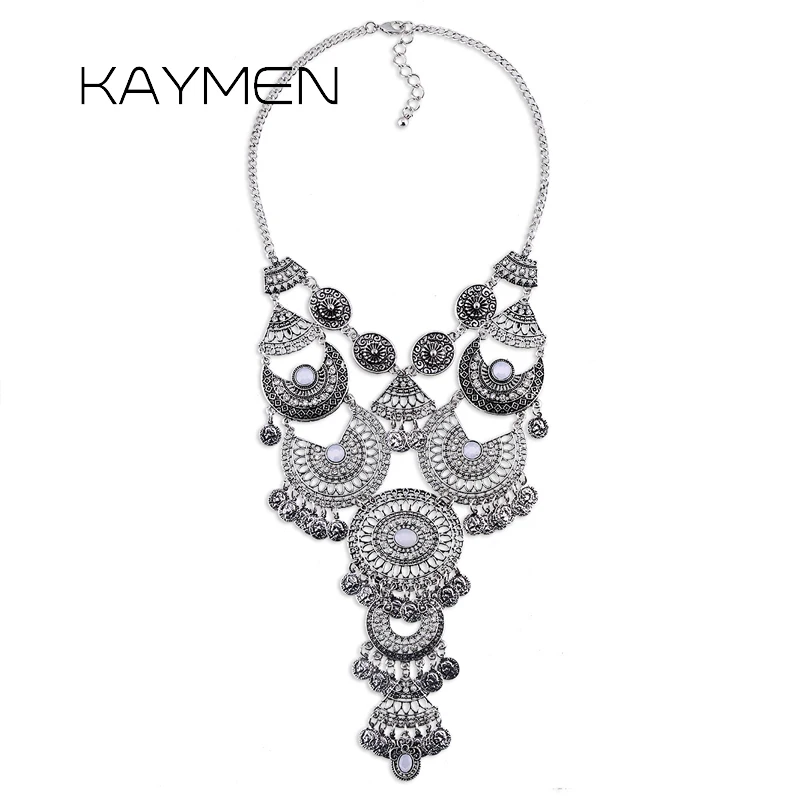 

Fashion Bohemia Style Vintage Coin Necklace for Women Antique Silver Plated Statement Necklace Party Prom Pendant Jewelry 1456AS