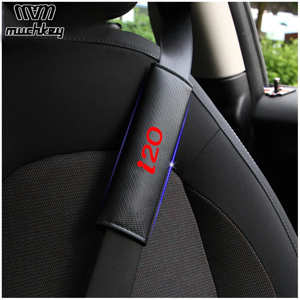 

For Hyundai I20 Car Seat Belt Shoulder Strap Protect Pads Cover No Slip No Rubbing Soft Comfort 2Pcs Red Blue White