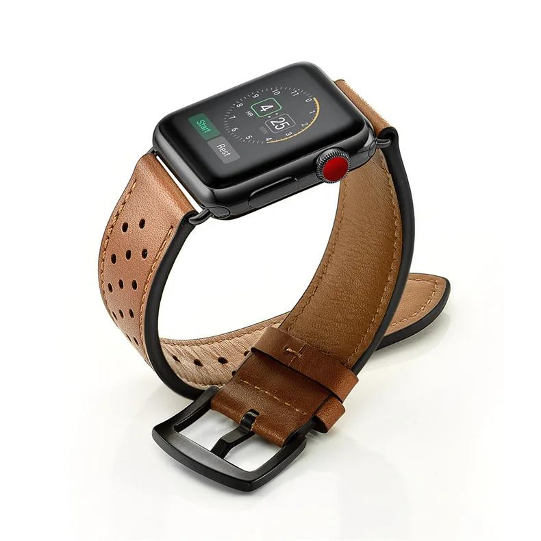 brown Кожаный ремешок для apple watch 4 ремешка 44 мм 40 мм iWatch 42 мм 38 мм первый слой из натуральной кожи ремешок для apple watch 3 21 - Цвет ремешка: brown