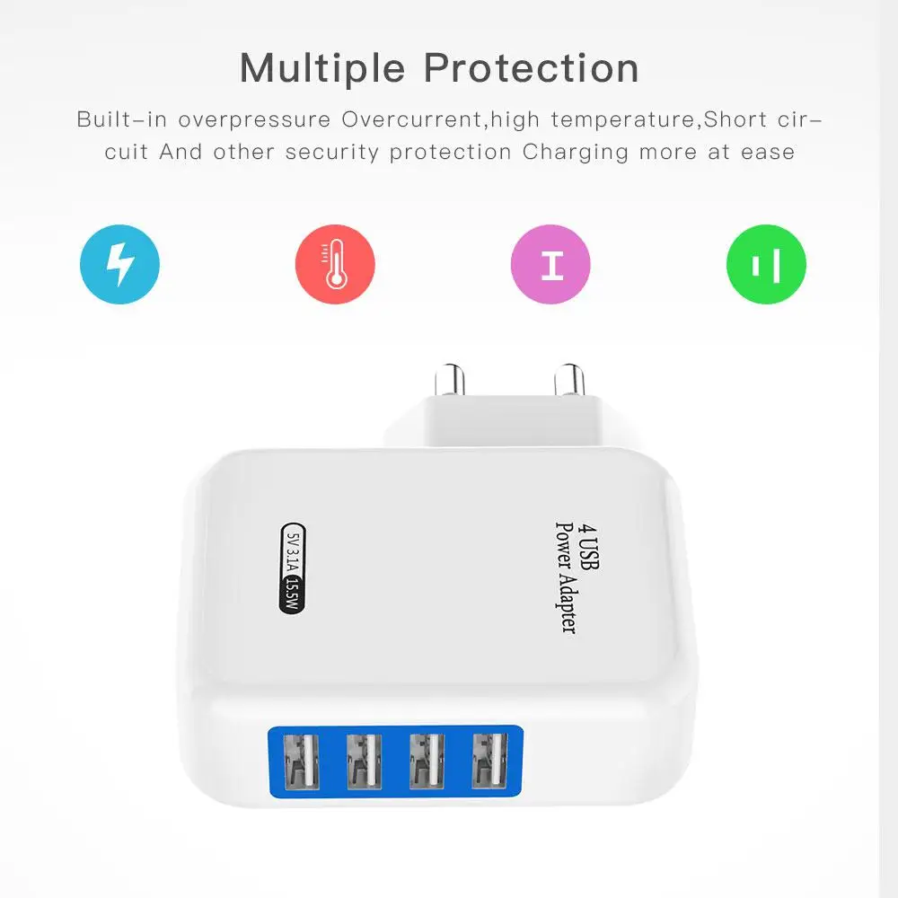 Универсальный разъем 4-Порты USB Зарядное устройство для iPhone samsung Android Путешествия