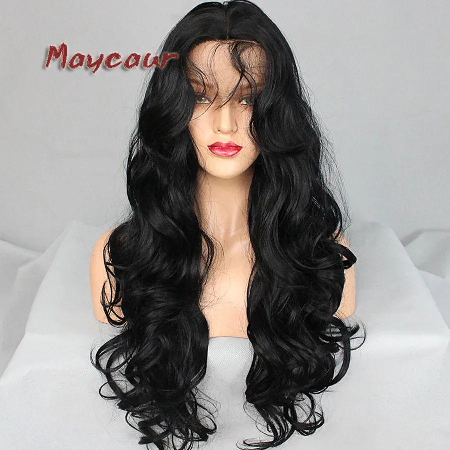 Женские синтетические волосы черные длинные волнистые волосы|wigs for blacks|wigs black