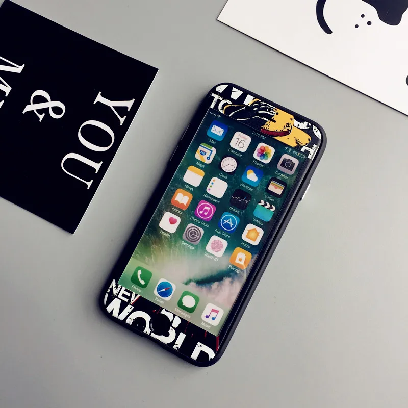 Рельефный чехол Luffy для iPhone 7 plus + Передняя пленка из закаленного стекла 8 6 6s чехлы