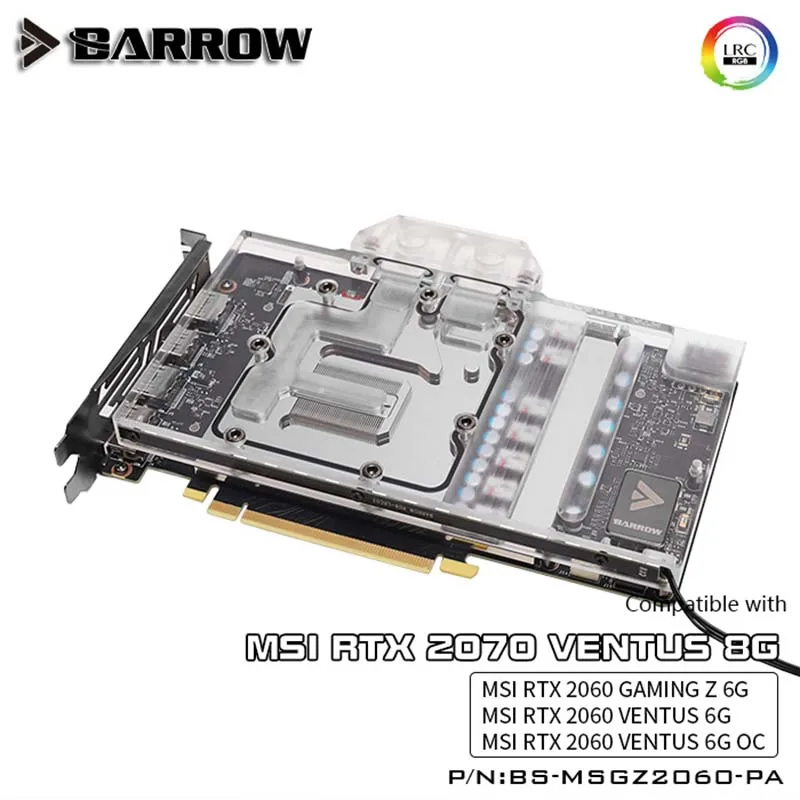 Водяной блок Barrow GPU для MSI RTX 2070 Ventus 8G/RTX 2060 Gaming Z Ventus 6G с полным покрытием Видеокарта кулер для воды