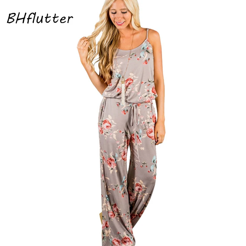 Женский комбинезон без бретелек BHflutter повседневный пляжный с цветочным принтом в