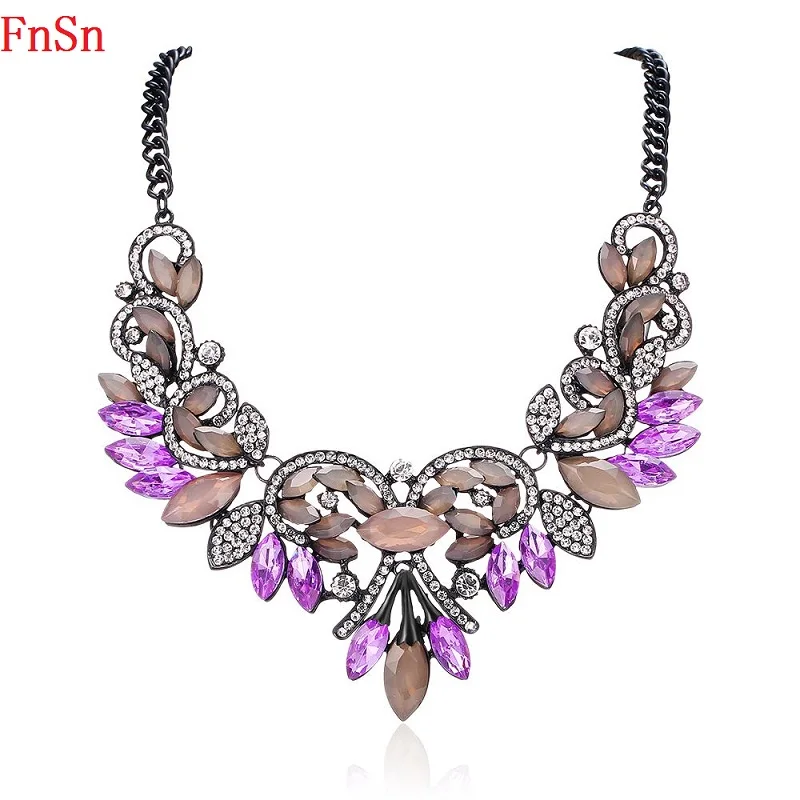 Женское Ожерелье с цветами FnSn модное ожерелье из сплава цинка кристаллом 45 длины