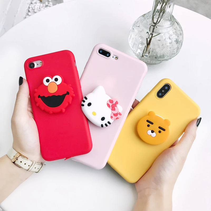 3D милый ELMO MyMelody держатель кольцо чехол для iphone 5 S 6 7 8 plus X XR XS MAX Samsung galaxy S7edge S8 S9 Note 9 |