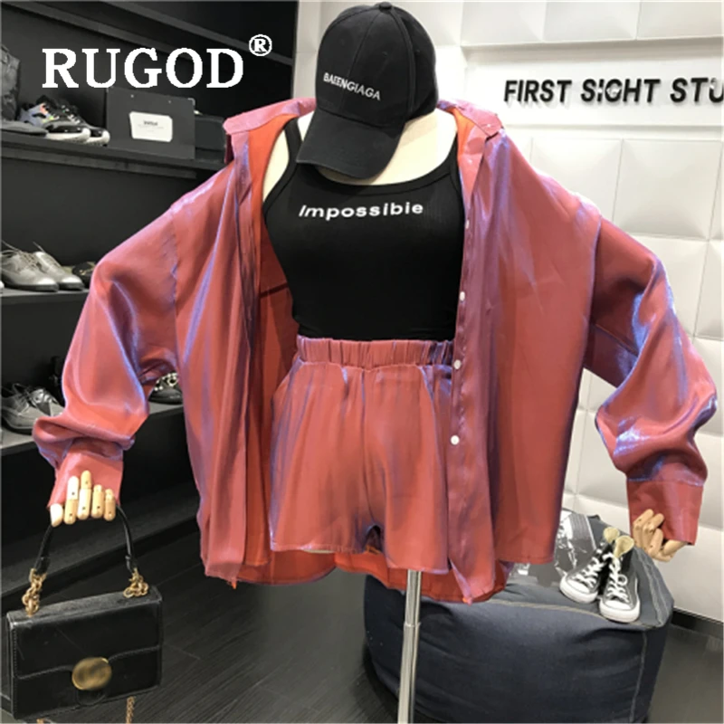 RUGOD модный градиентный костюм из двух предметов женские корейские рубашки с