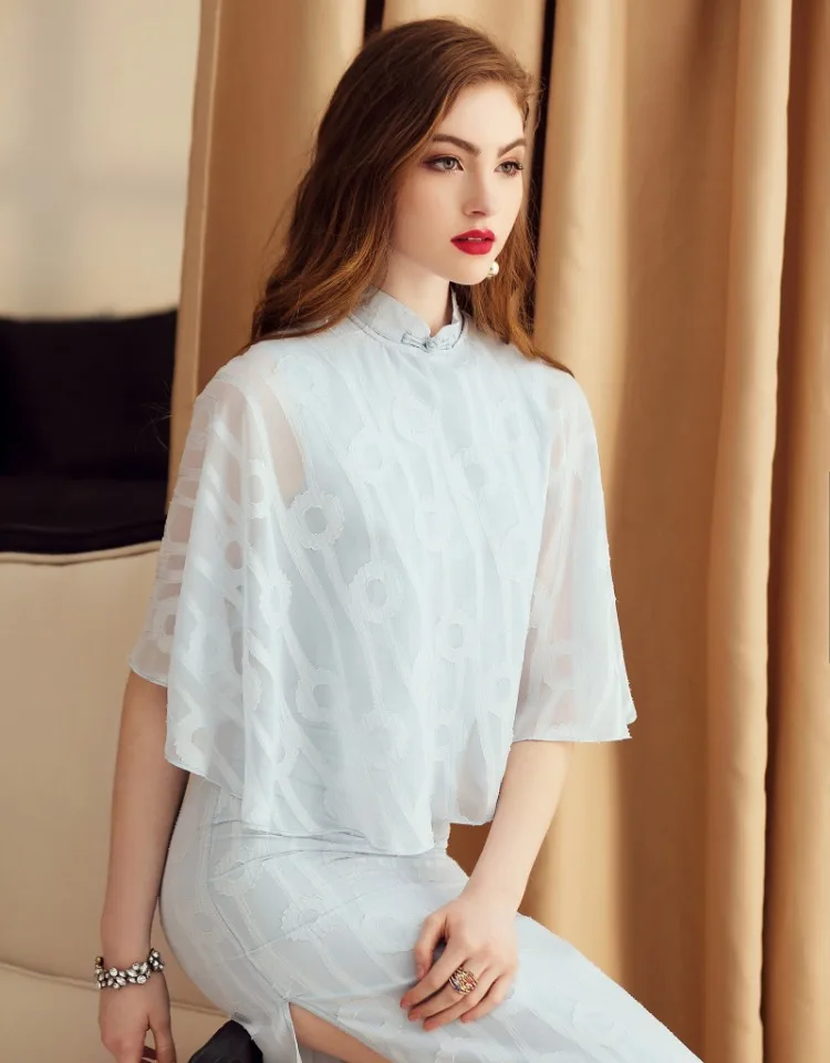 Летнее платье без рукавов накидка шаль Золотое шелковое жаккардовое шифоновое в