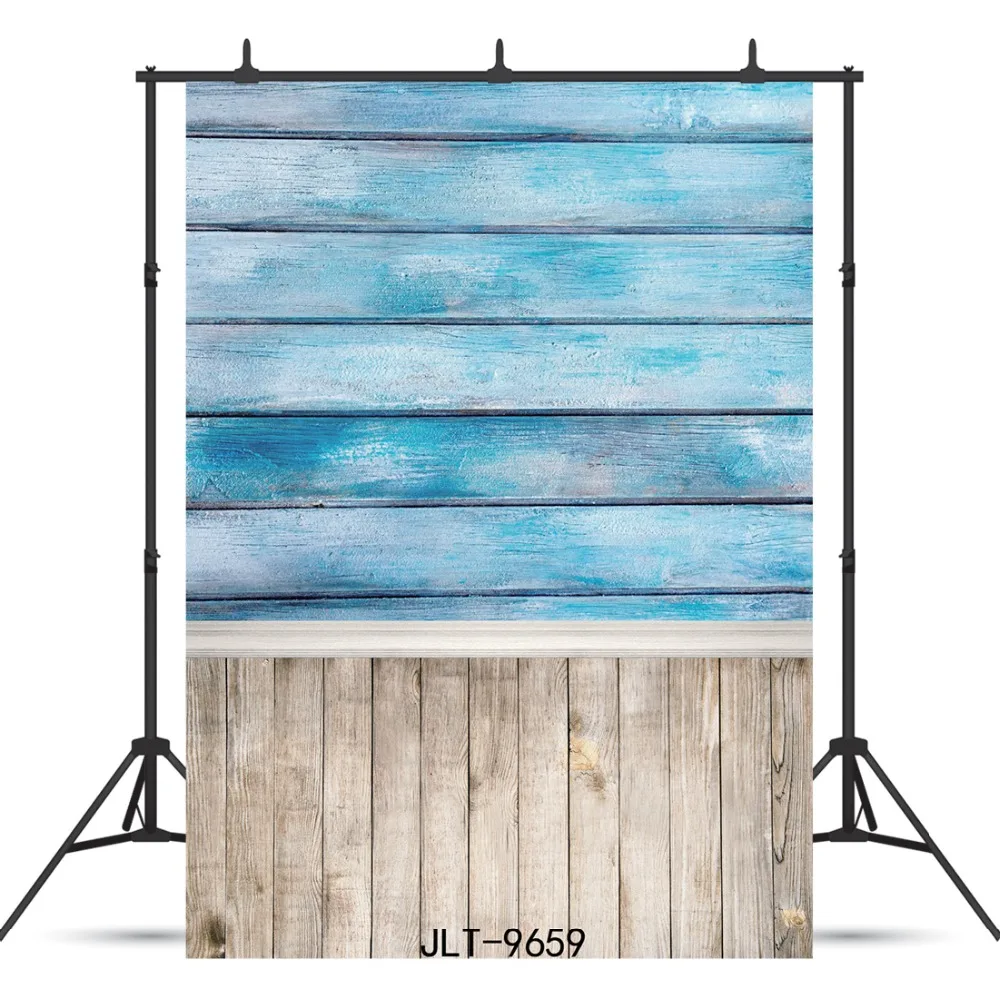 

Vinyl Photographic Background Pure Blue Wooden Board Floor For Children Baby Shower New Born Backdrops Photo Studio Photocall