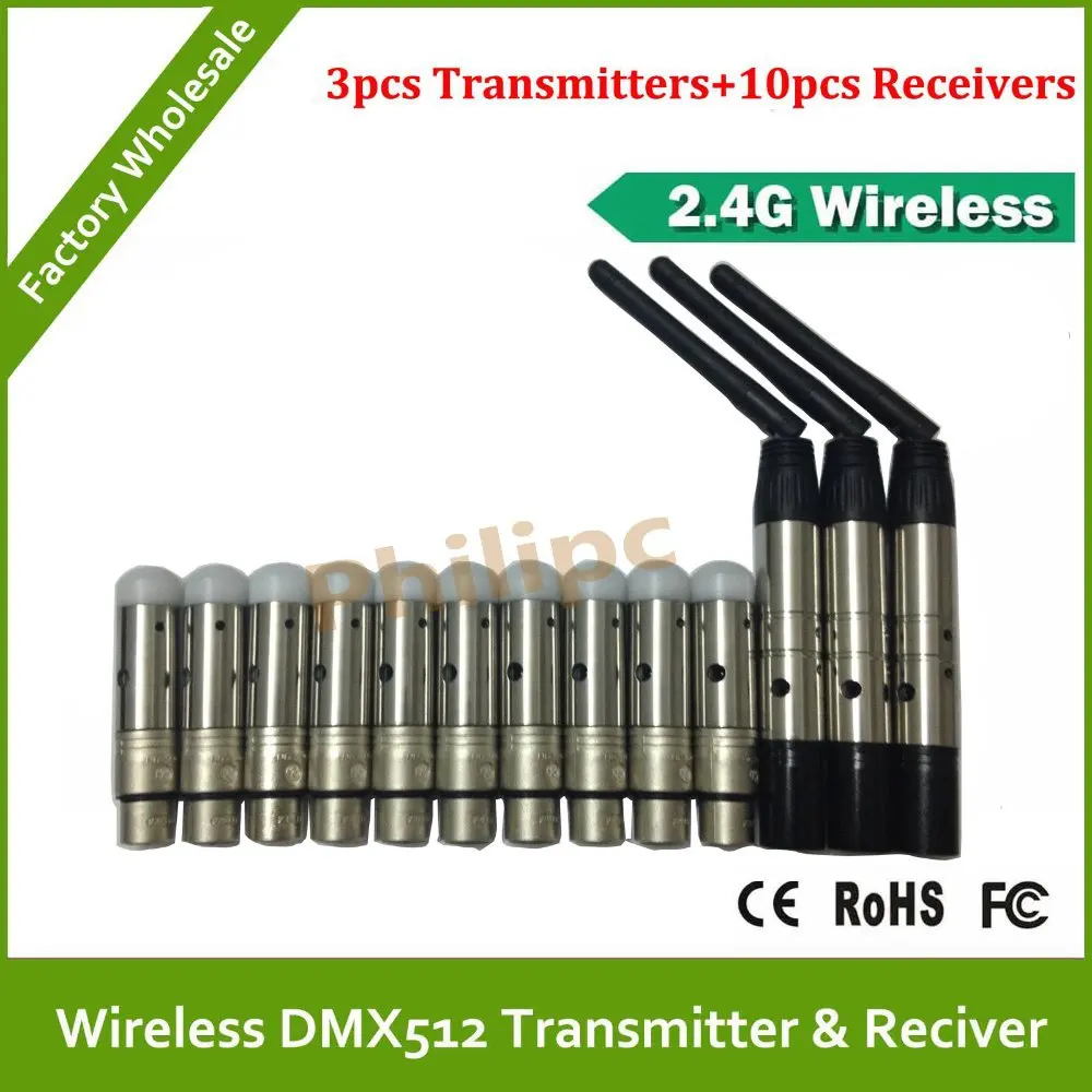 Лучшее качество! 2 4G беспроводной dmx512 передатчик приемник 3 штекера и 10 гнезд
