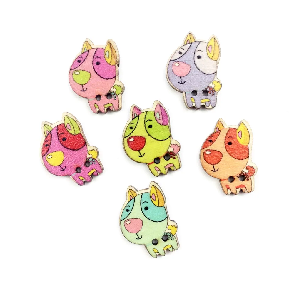 50 шт. микс кавайная собака пуговицы с изображениями животных для одежды