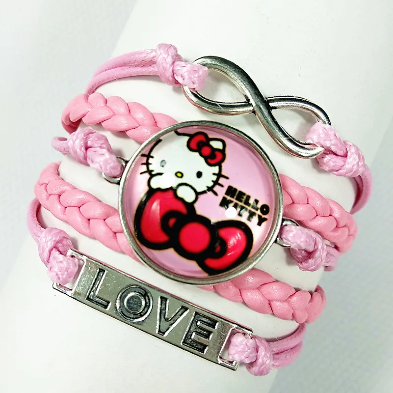 1 шт. изображение случайного Hello Китти браслет для детей девочек стеклянный в