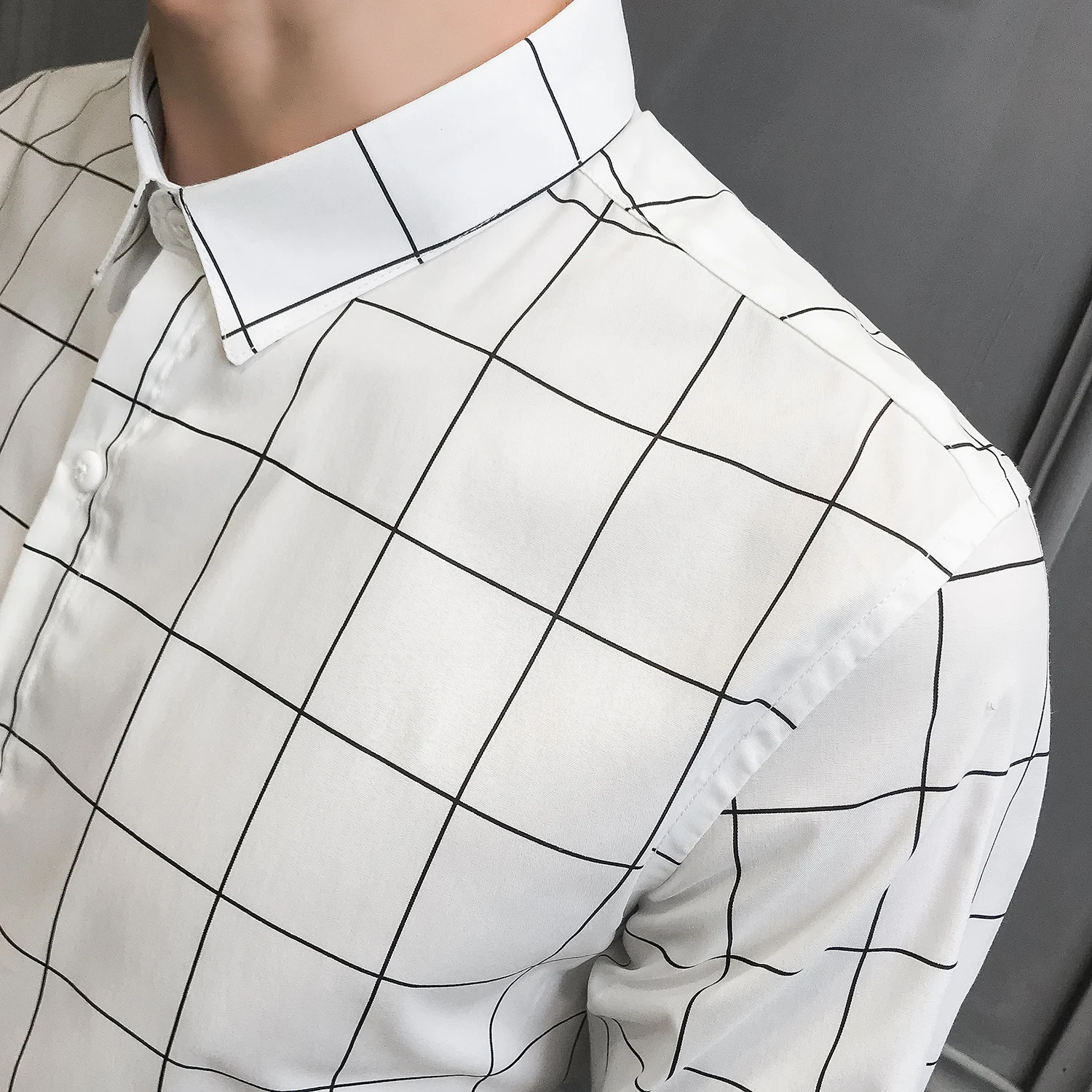 Рубашка мужская деловая Повседневная роскошная классическая в крупную клетку с