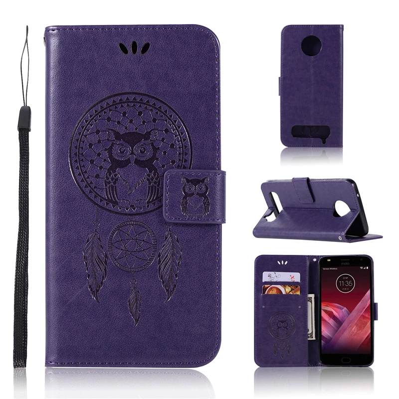 Coque Owl Wallet Cover For Motorola Moto Z Play Luxury Flip PU Leather+TPU Case XT1635 Phone Fundas | Мобильные телефоны и