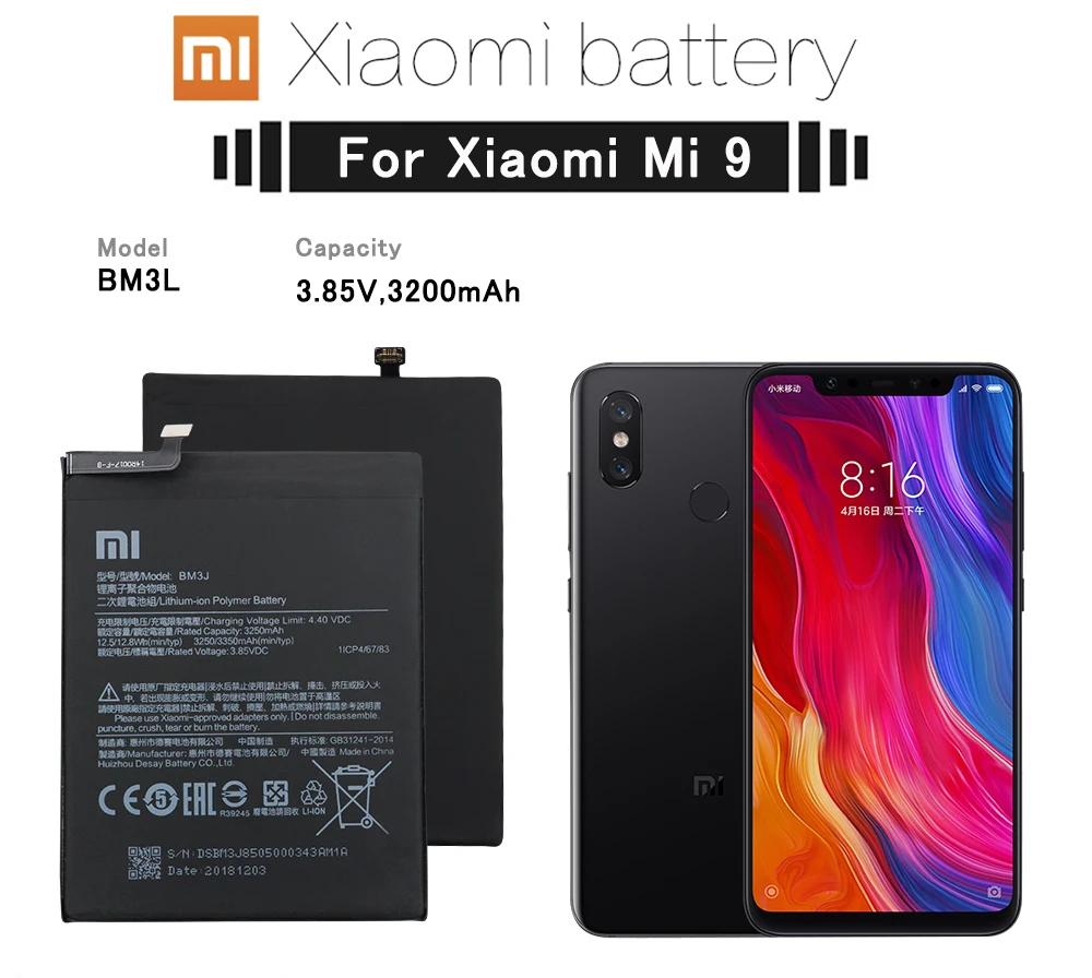Аккумулятор для телефона Xiao mi BM3L 3200 мАч для Xiaomi mi 9 mi 9, высококачественные сменные батареи, розничная, посылка, бесплатные инструменты