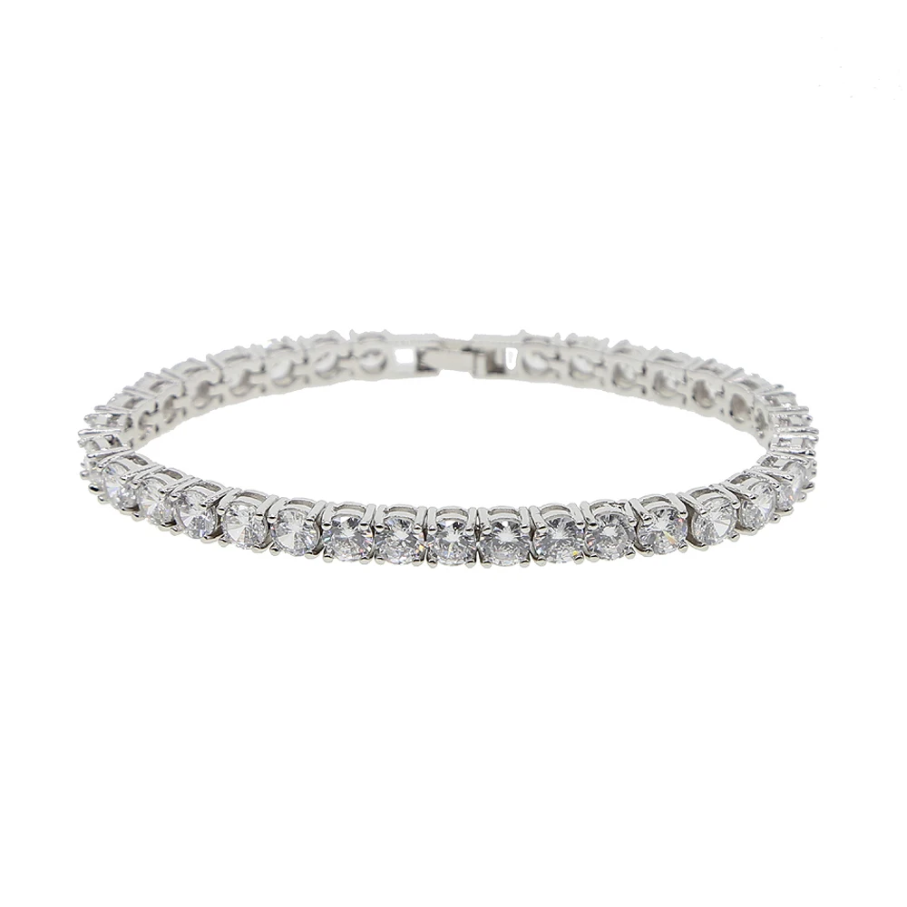 2021 Топ Мода медный браслет с подвеской серебро Цвет 1 сырье CZ Aaa Bling льдом мужские