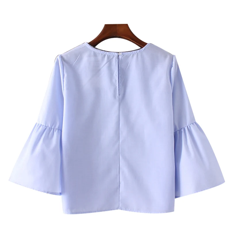 Летние топы женская блузка с жемчугом 2021 милая повседневная рубашка круглым