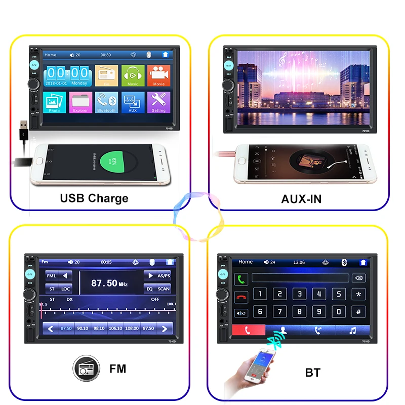 Авторадио 2 Din 7 ''сенсорный экран Bluetooth автомобильный Радио плеер