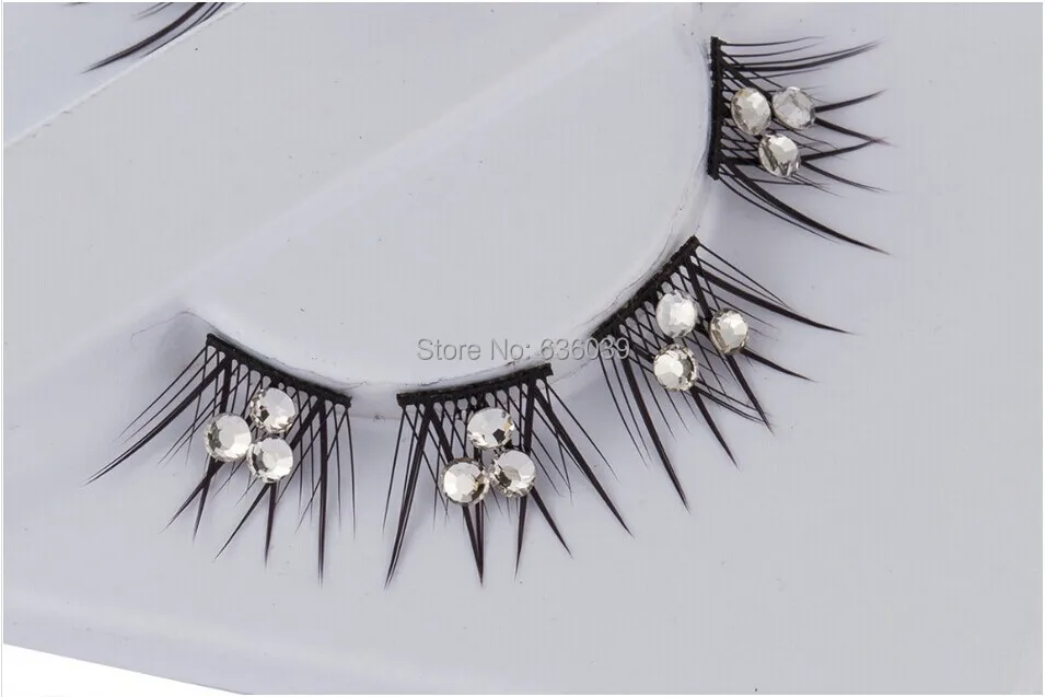 Накладные ресницы Стразы ручной работы натуральные черные длинные для красивой