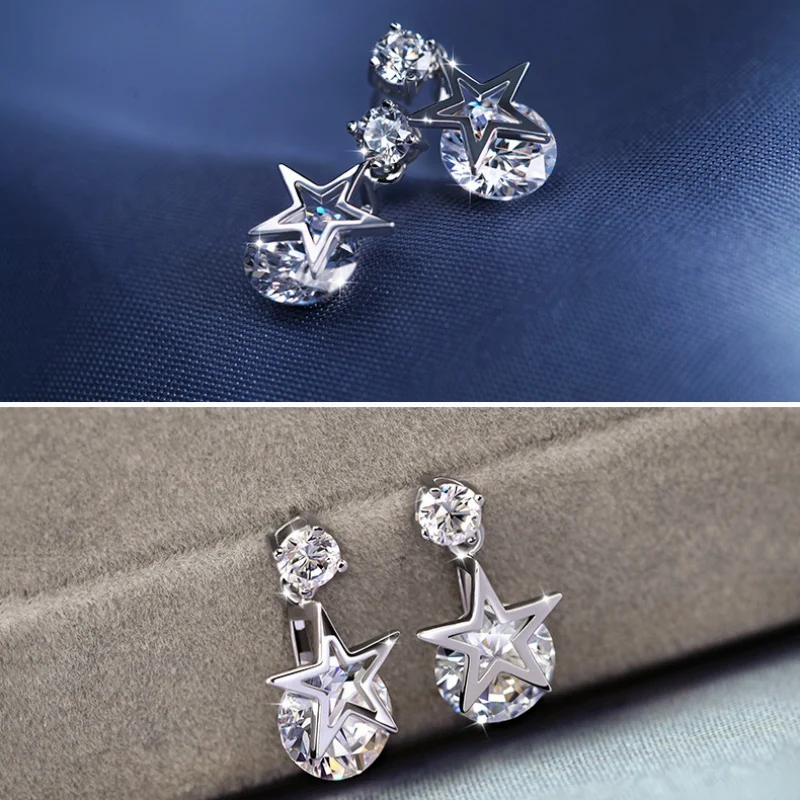 Women Bling Crystal Stud Earrings Shiny Star Ear Studs 2018 Wedding Jewelry Party Brincos Pendientes Boucle D'oreille | Украшения и