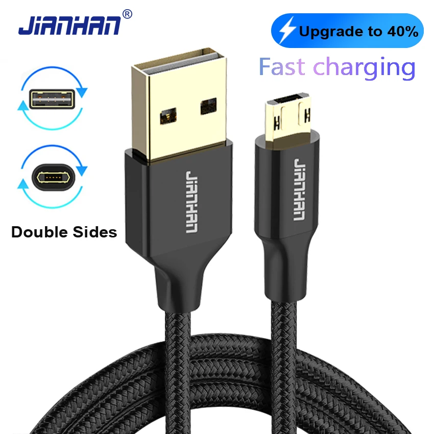 

Reversible Micro USB Cable Braided Data Charger Cable Double Sides Microusb Fast Charging for Xiaomi Samsung Galaxy S6 S7 Note