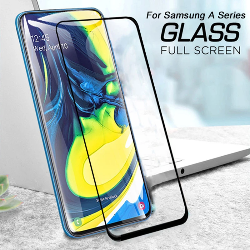 Полное покрытие из закаленного стекла для Samsung Galaxy A90 защита экрана весь клей