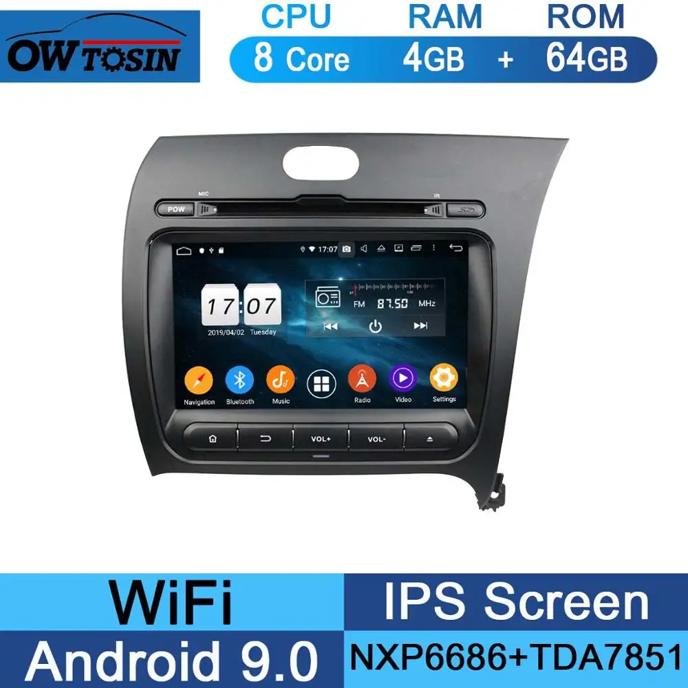 64G " ips 1920*1080 8 Core 4G ram+ 64G rom Android 9,0 автомобильный dvd-плеер Для Киа церато Форте K3 2013 DSP радио gps Parrot BT - Цвет: 64G