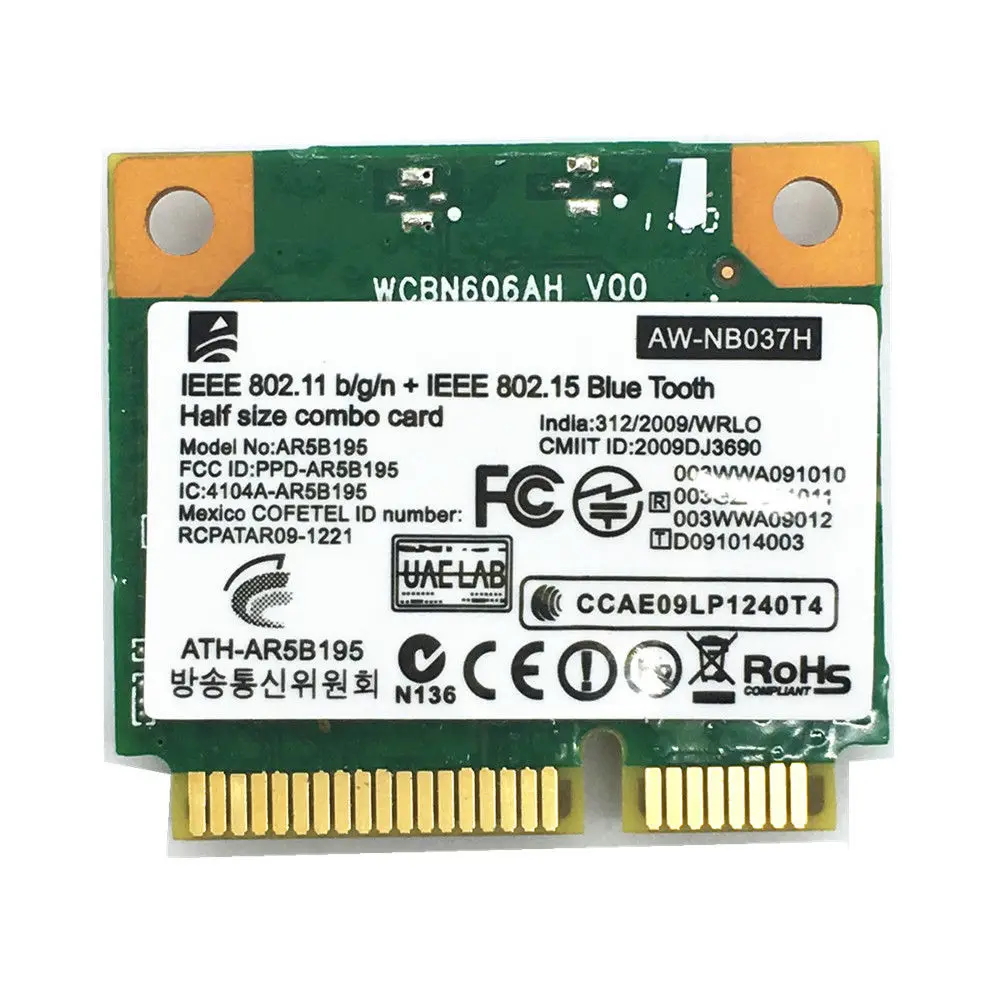 Беспроводная карта адаптера для Atheros AR5B195 Wifi BlueTooth сеть WIFI + BT3.0 Combo Half Mini PCI e Wlan