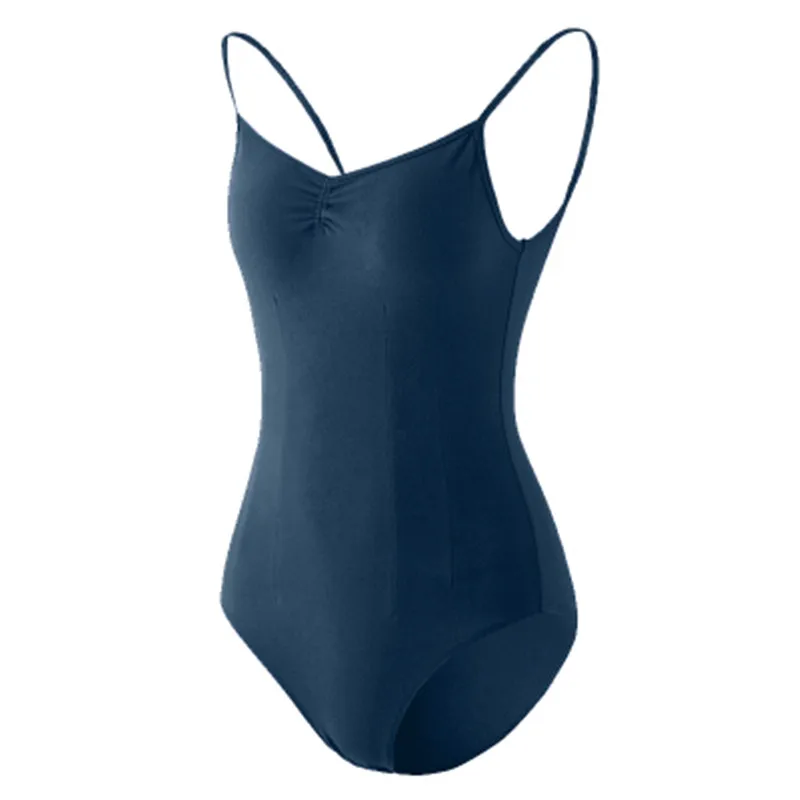 dark blue Новинка, балетное трико с открытой спиной для девочек, танцевальные костюмы, майка для взрослых, балетное боди для танцев, женские трико для гимнастики - Цвет: dark blue