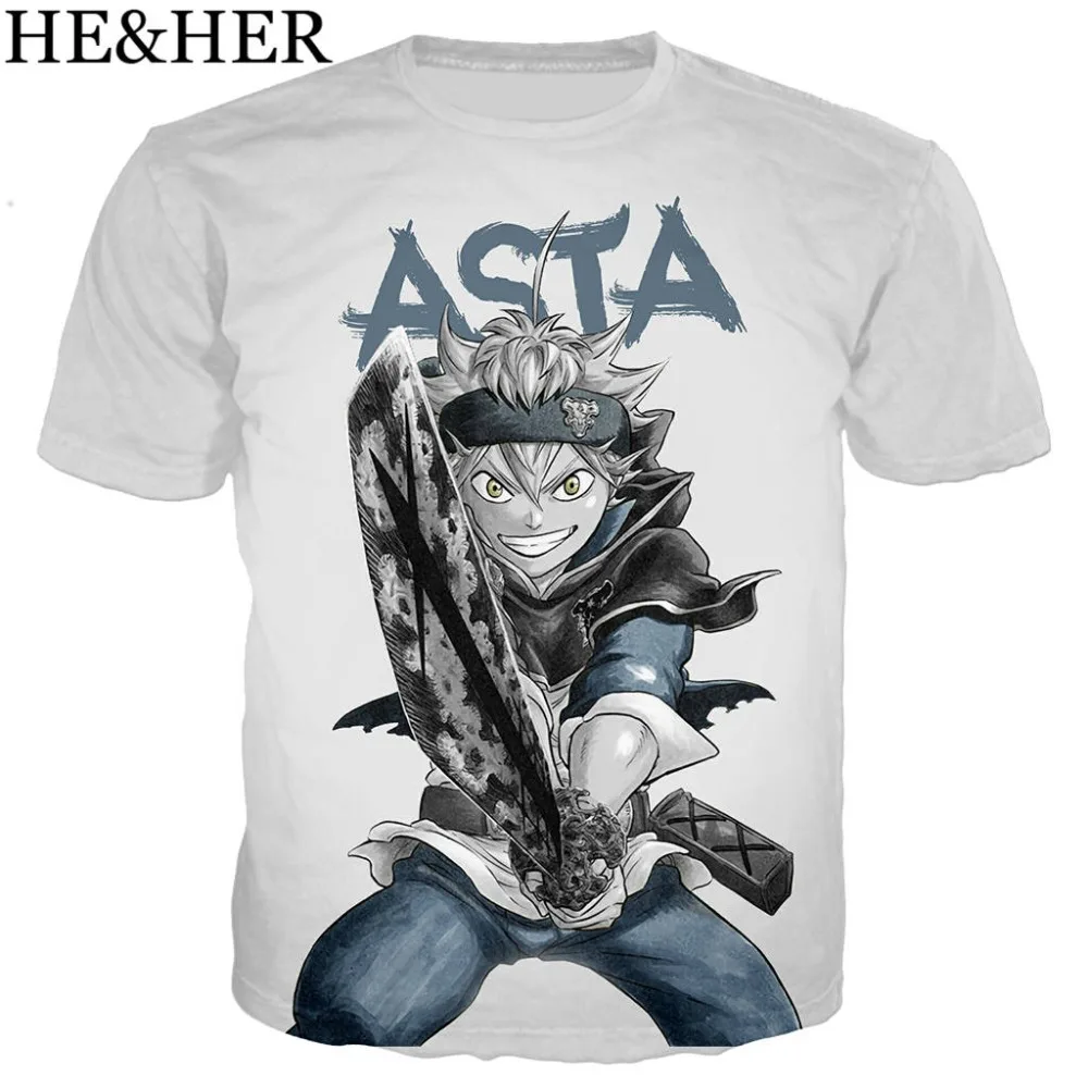 Аниме Черный клевер забавная Футболка Мужчины/Женщины 3D печатных футболки