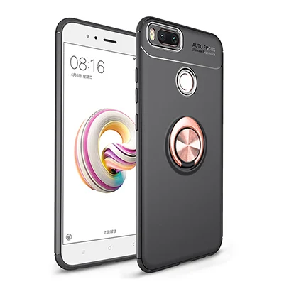 Роскошный магнитный автомобильный кронштейн, кольцевой чехол для Xiaomi Mi A1 A2, противоударный Полный Чехол для Xiaomi Mi 5X 6X, Мягкий Силиконовый ТПУ чехол - Цвет: rose gold