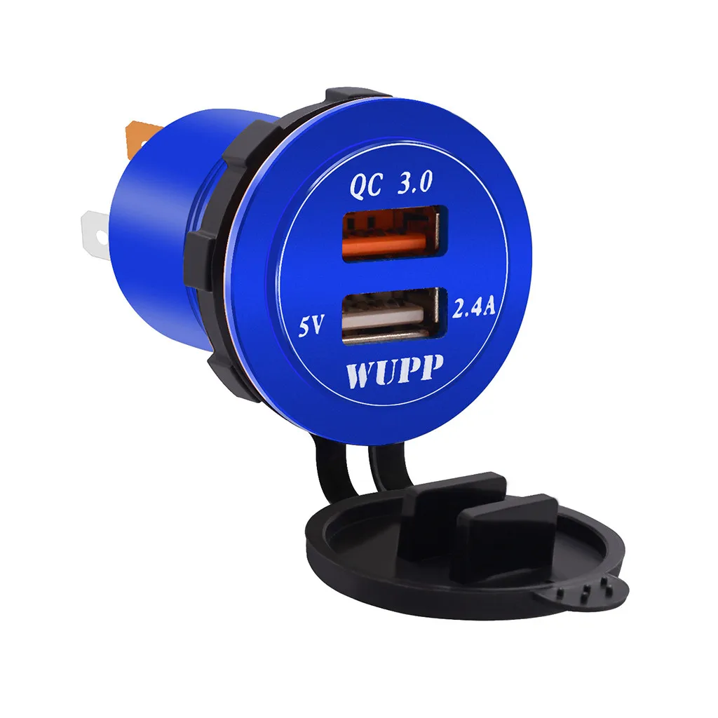 QC 3.0 Dual USB Charger Socket Voltmeter Quick Charge 3.0 Wire Waterproof for Car Motorcycle Mobile Phone Charger Fast QC#Y8