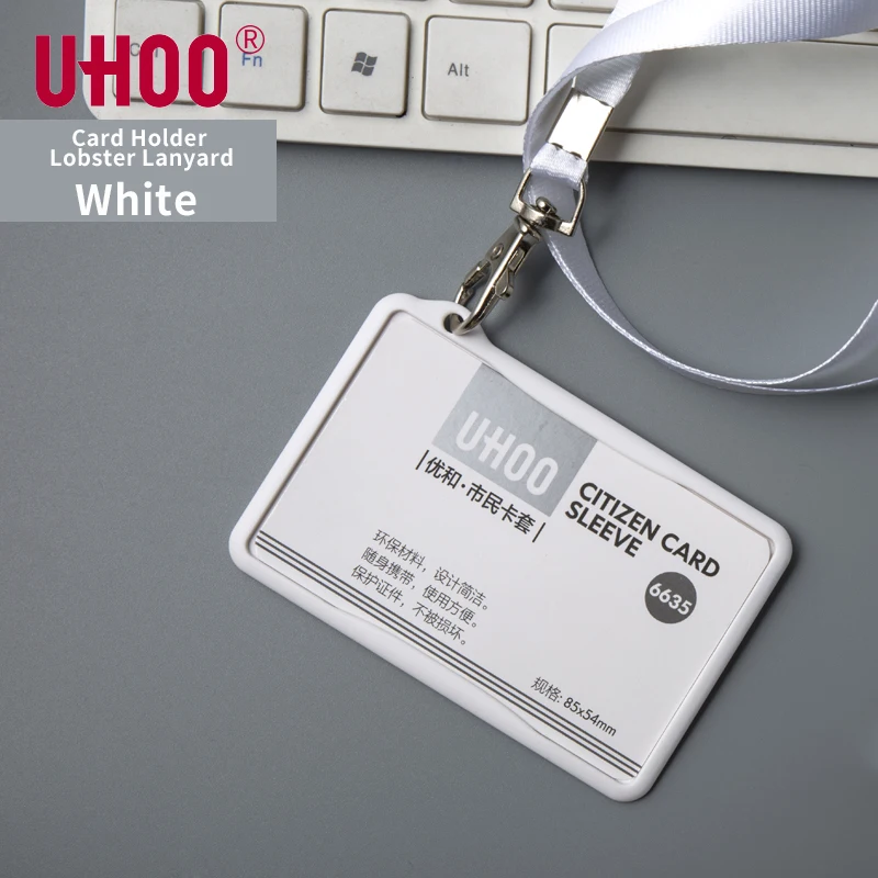 UHOO 6635 горизонтальный ABS ID держатель для карт с 10 мм Лобстер ремешок школьный держатель для карт бейдж держатели ID держатель для карт - Цвет: 6635E6741A