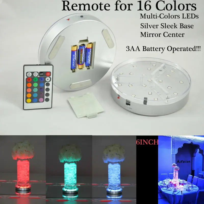 

10 PCS/Lot Remote Controller MultiColors Table Centerpiece 6inch Round Glass Vase Table Light for Wedding Decoartion