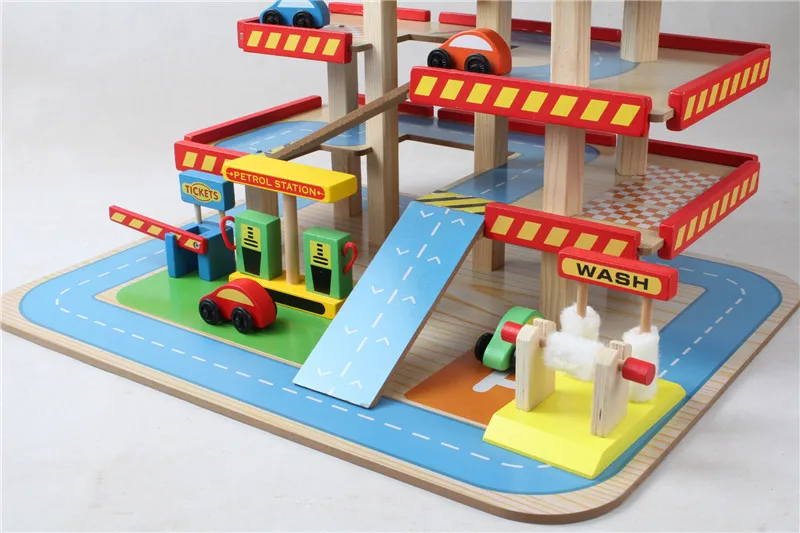 Новые деревянные детские игрушки большой стиль имитация деревянная парковка