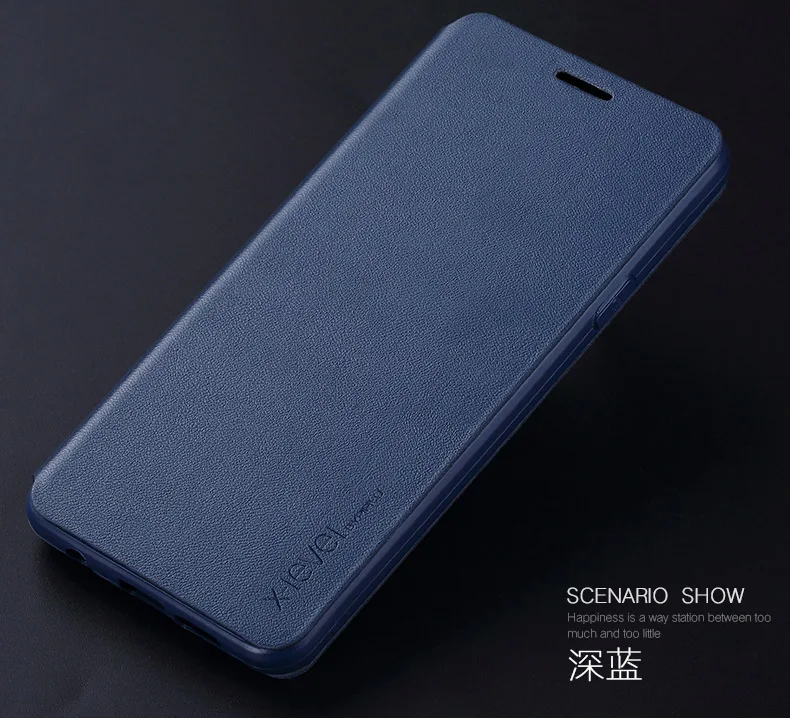 X-Level роскошный Бизнес из искусственной кожи чехол для samsung Galaxy A7 A5 A3 / A9 Pro J2 J4 J6 J8 A6 A8 плюс откидная крышка чехол - Цвет: BLUE