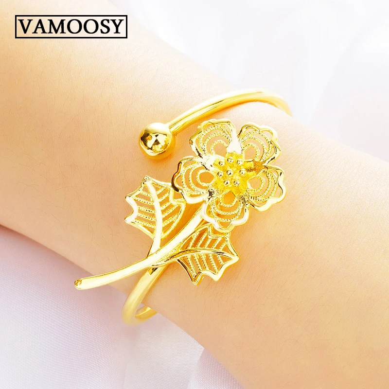

2019 NEW Summer Fine Accessories Metal Cuff Bracelets Vintage Sweet Leaf Open Adjustable Fashion Bracelets for women Pulseiras