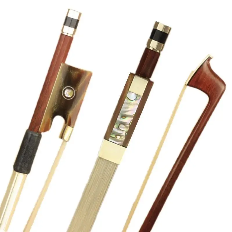 

Pro Brazil black wood 4/4 violin bow nickel silver parts natural white bow hair