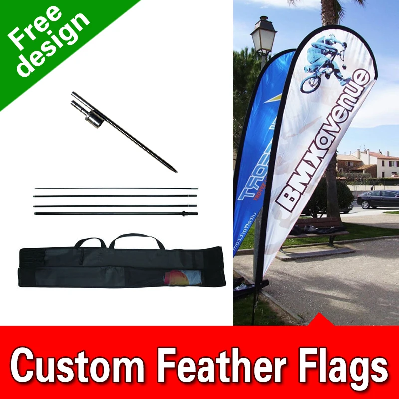

Free Design Free Shipping Single Sided Inground Spike Teardrop Flags Banners Signs Advertising Feather Banners Marketing Flags