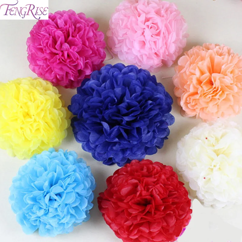 

FENGRISE Pom Pom Tissue Paper Artificial Flowers Balls 3pcs 25cm Pom Wedding Decoration Craft Birthday Party Event Supplies