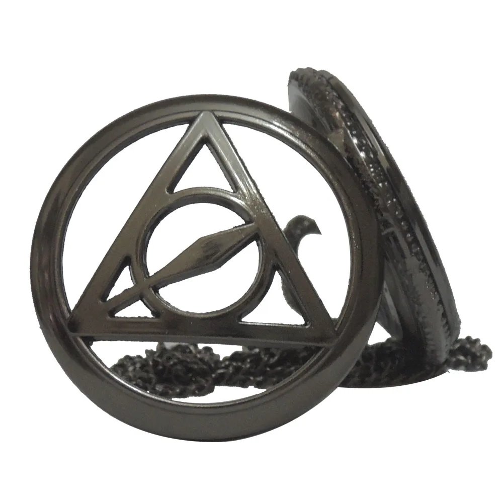 Винтажный Черный Гарри Поттер Deathly Hallows кварцевые карманные часы аналоговый