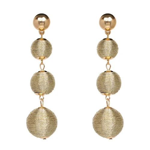 gold earrings JUJIA хорошее качество POM шарик crispin Висячие серьги ювелирные изделия Модные женские массивные серьги - Окраска металла: gold earrings