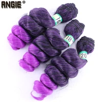 black to purple ombre loose wave hair bundles 16 20 inch 210 gram synthetic hair extensions tissage fiber hair weaving