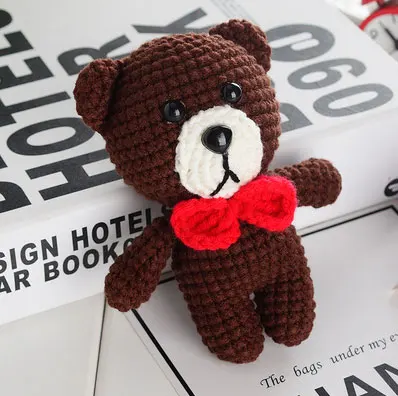 12*8 см коричневый Kawaii Медведь симпатичный брелок крючком ручной вязки Amigurumi