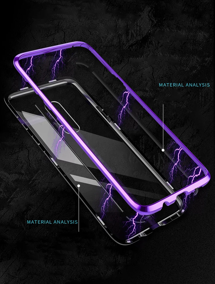 2 in 1 Magnetic Adsorption Case Clear Tempered Glass Built-in for Samsung Galaxy S9 /S9 Plus Metal Cover bumper |