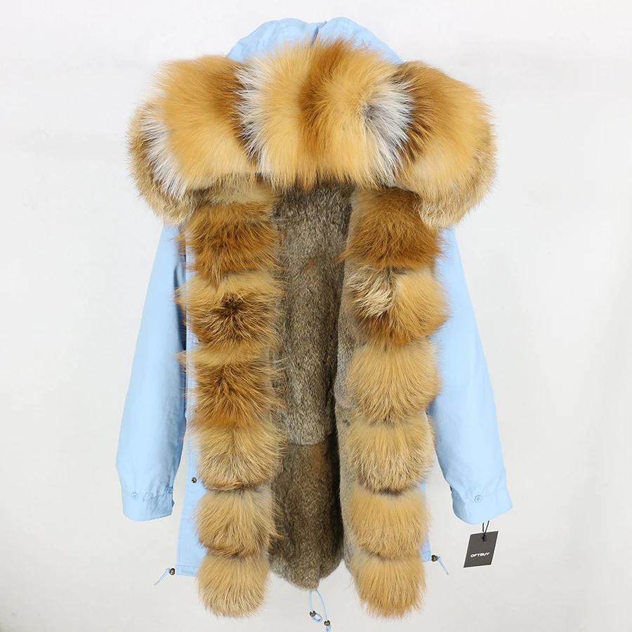31 OFTBUY, зимняя женская куртка, длинная парка, настоящий золотой Лисий мех, воротник, капюшон, натуральный мех кролика, подкладка, толстая, теплая, парка, уличная одежда - Цвет: 31