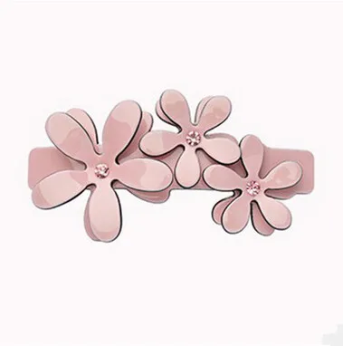 pink Корейская мода ювелирные изделия Сладкий Лепесток аксессуары для волос конфеты цвета акриловая заколка со стразами SA014 - Окраска металла: pink
